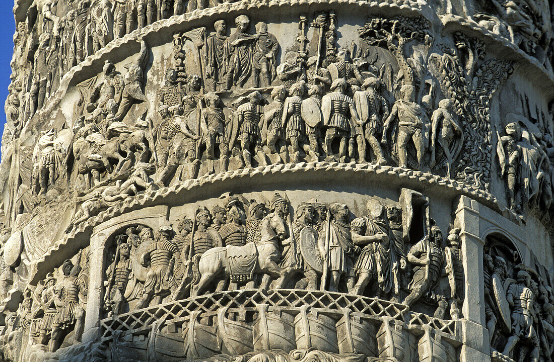 Column of Marcus Aurelius. Piazza Colonna. Rome. Italy.