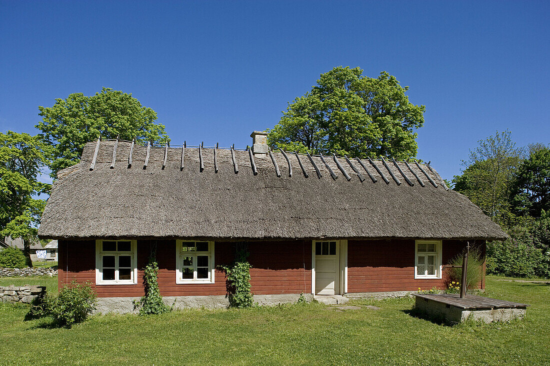 Traditional houses in open air museum, Koguva. Muhu island, Estonia