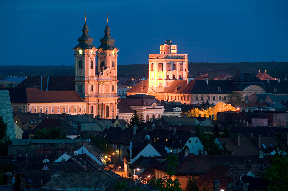 Minorite Church (b.1771) & Lyceum (b./1765), evening. One of Hungary s Prime Wine Growing Towns. Bukk Hills, Eger. Northern Uplands. Hungary. 2004.
