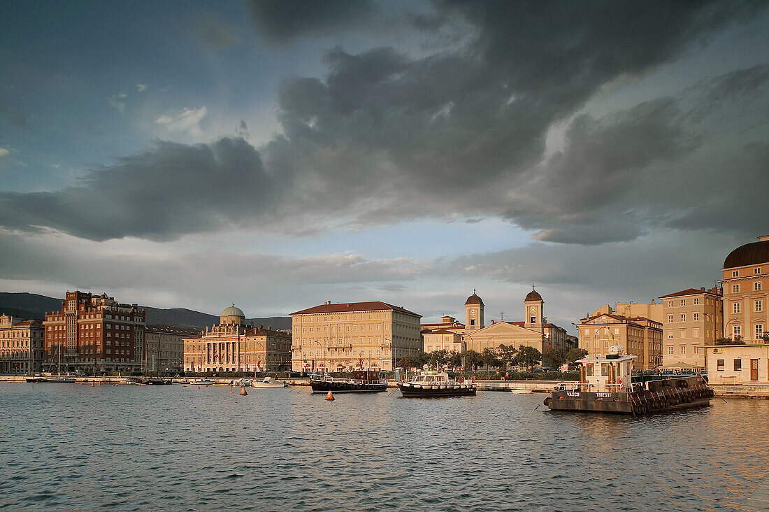 Trieste Waterfront. Sunset. Trieste. Friuli Venezia Giulia. Italy. 2004.