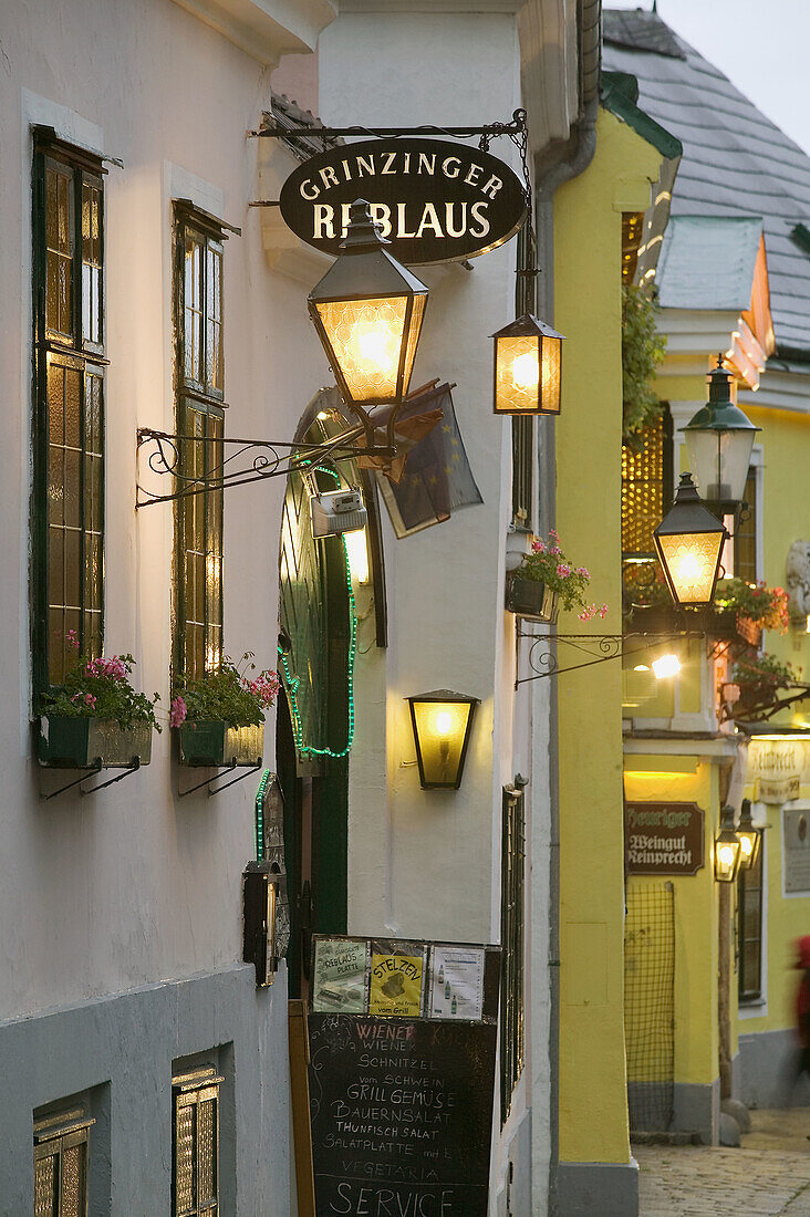 Wine Taverns, exterior. Famous Wine Tavern Town. Heurige. Grinzing. Vienna. Austria. 2004.
