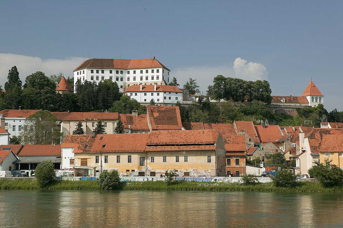 Ptuj view along Drava River. Ptuj. Stajerska. Slovenia. 2004.