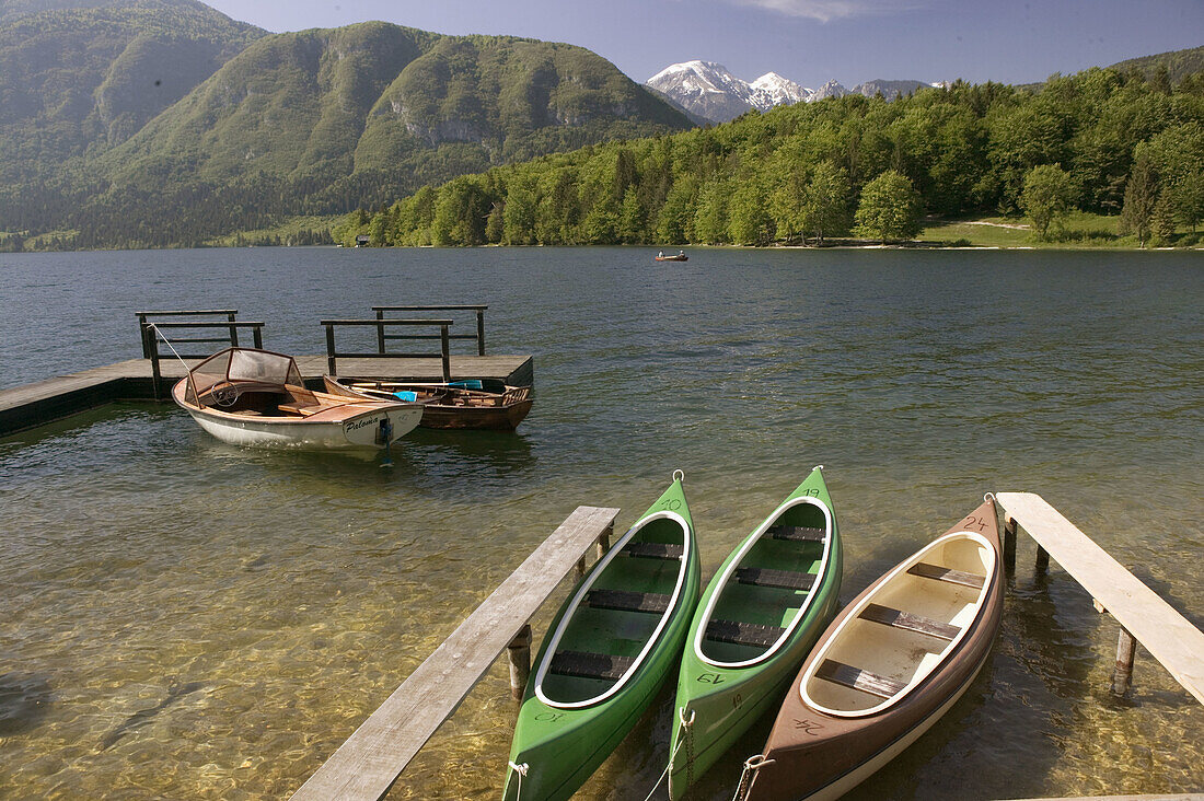 Lake Bohinj, rental boats. Ribcev Laz. Gorenjska. Slovenia.
