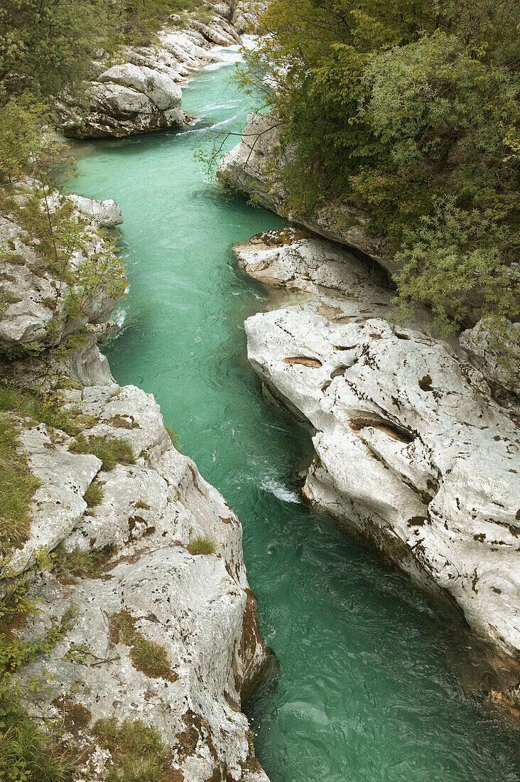 Turquoise Waters of the Soca River. Julian Alps. Soca. Primorska. Slovenia.