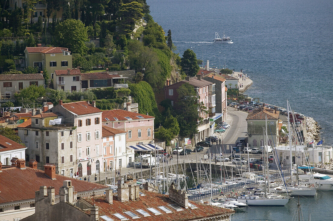 Town Harbor Viewed from Church of St. George Tower. Piran. Primorska. Slovenia.