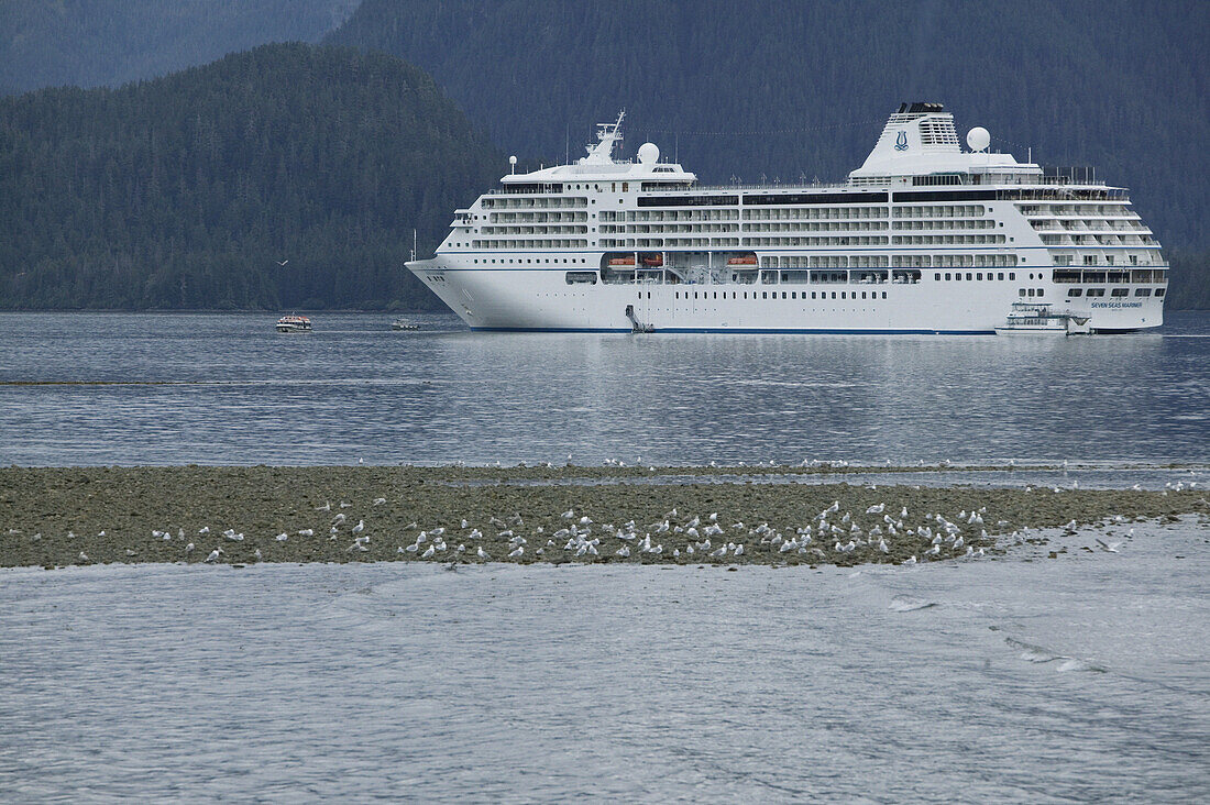 Cruiseship. Sitka Sound. Sitka. Southeast Alaska. USA.