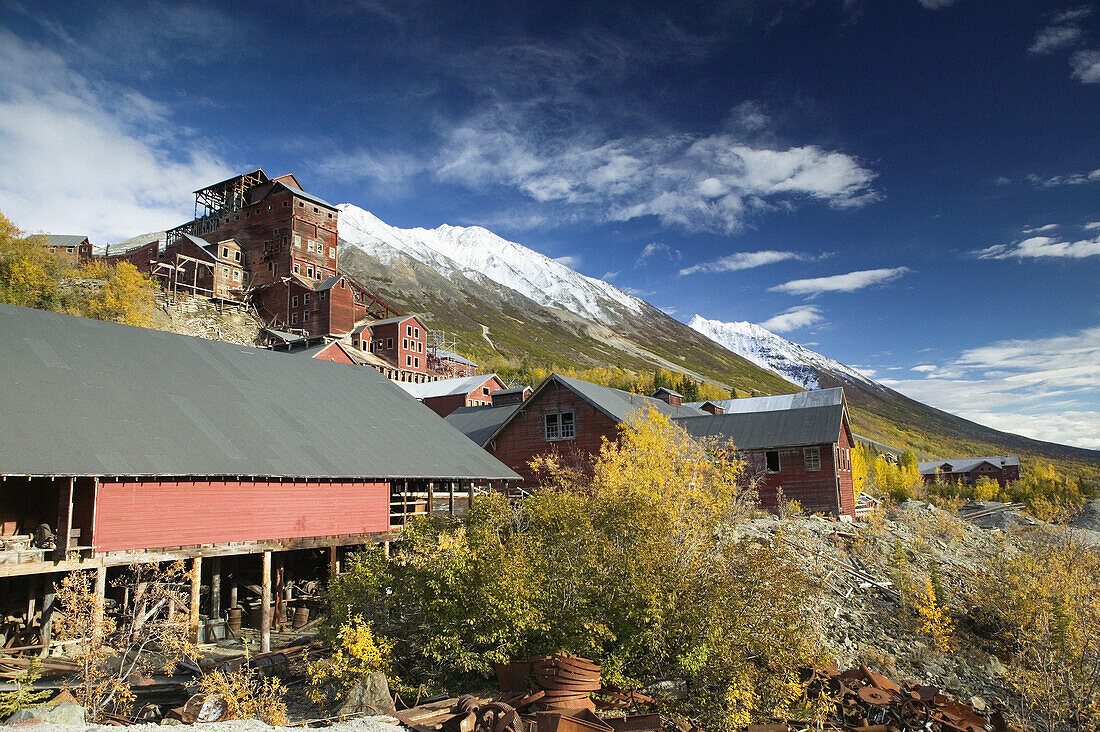 Kennecott Mill Town (Old Copper Mine in operation 1911-1938). View of Abandoned Mill Buildings. Kennecott National Historic Landmark. Interior. Alaska. USA.