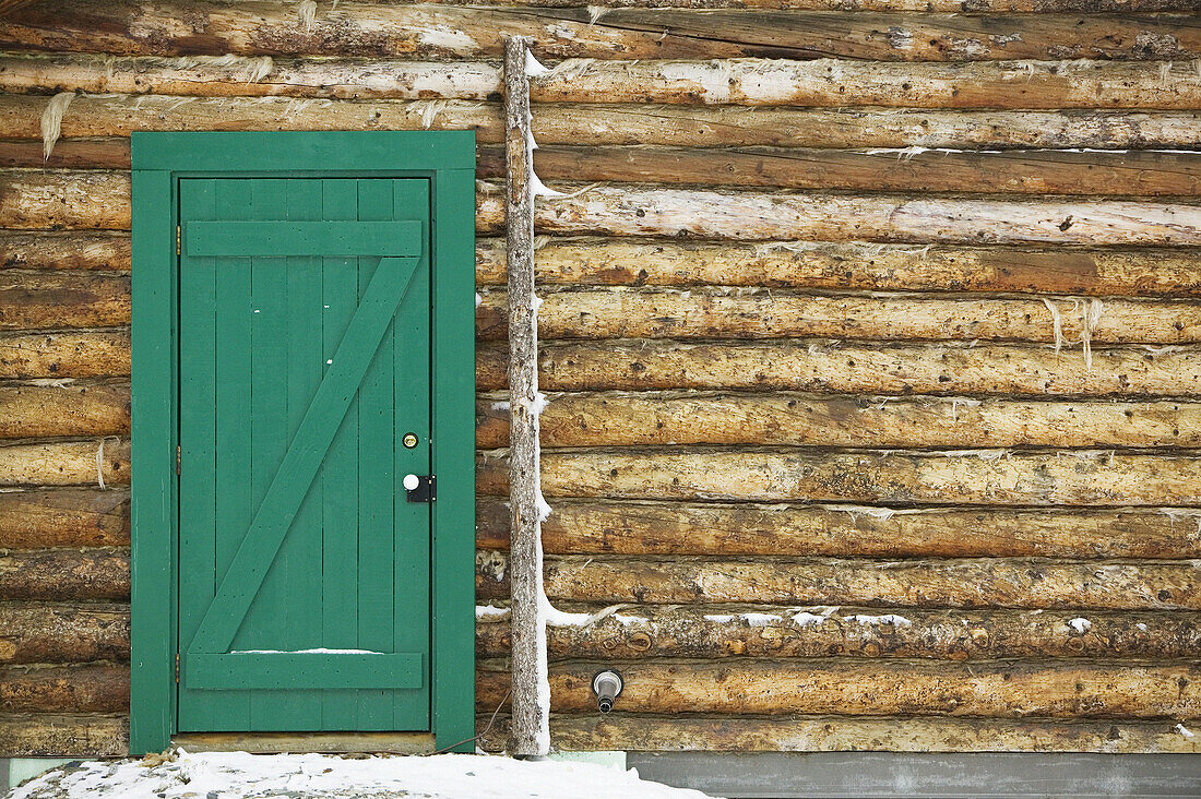 Alaskan Log Cabin. Delta Junction Visitor Center. Winter. Delta Junction. Interior. Alaska. USA.