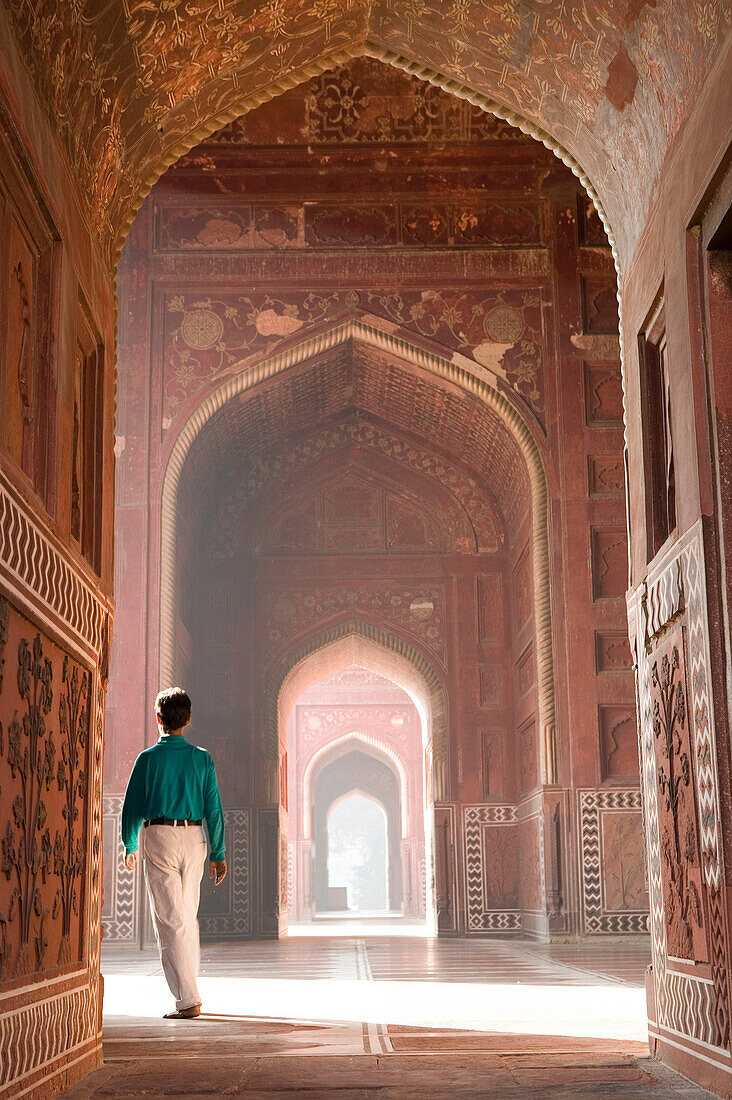 Taj Mahal. West Side Mosque. Hall Detail. Uttar Pradesh. Agra. India.