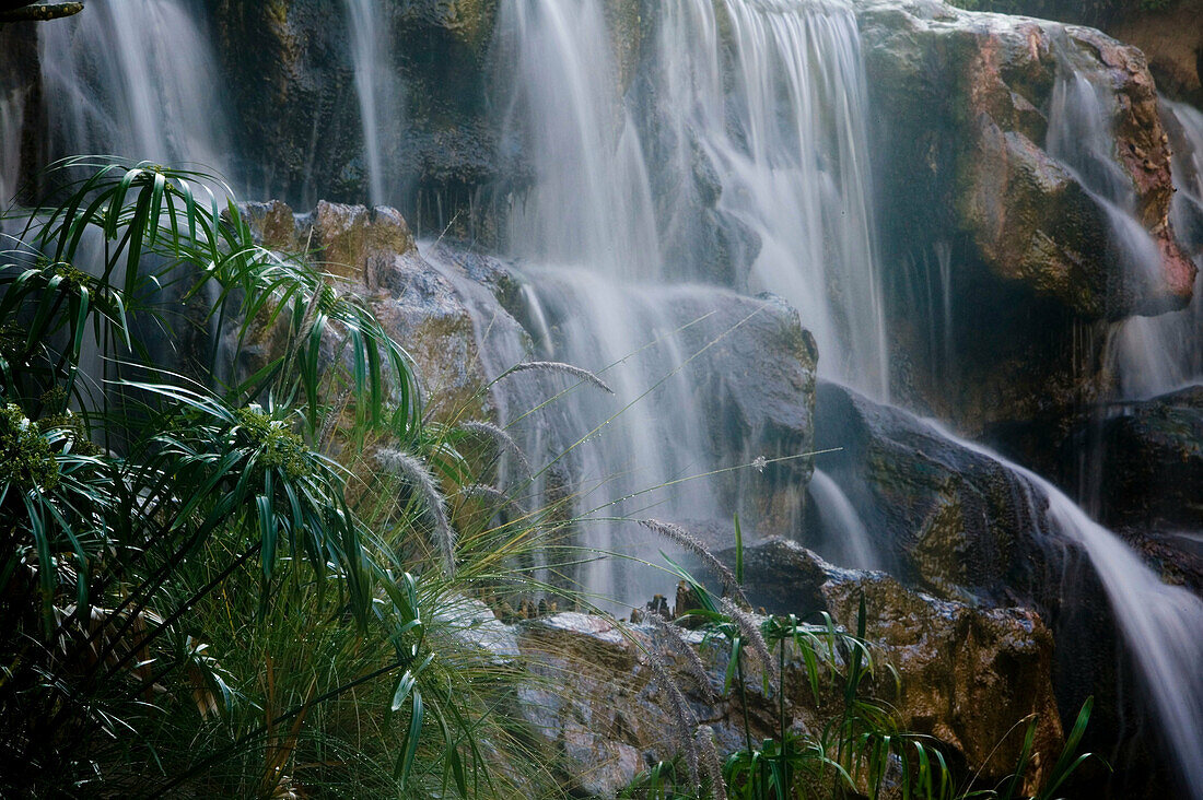 Leela Palace Hotel. Garden Waterfall. Bangalore. Karnataka. India.