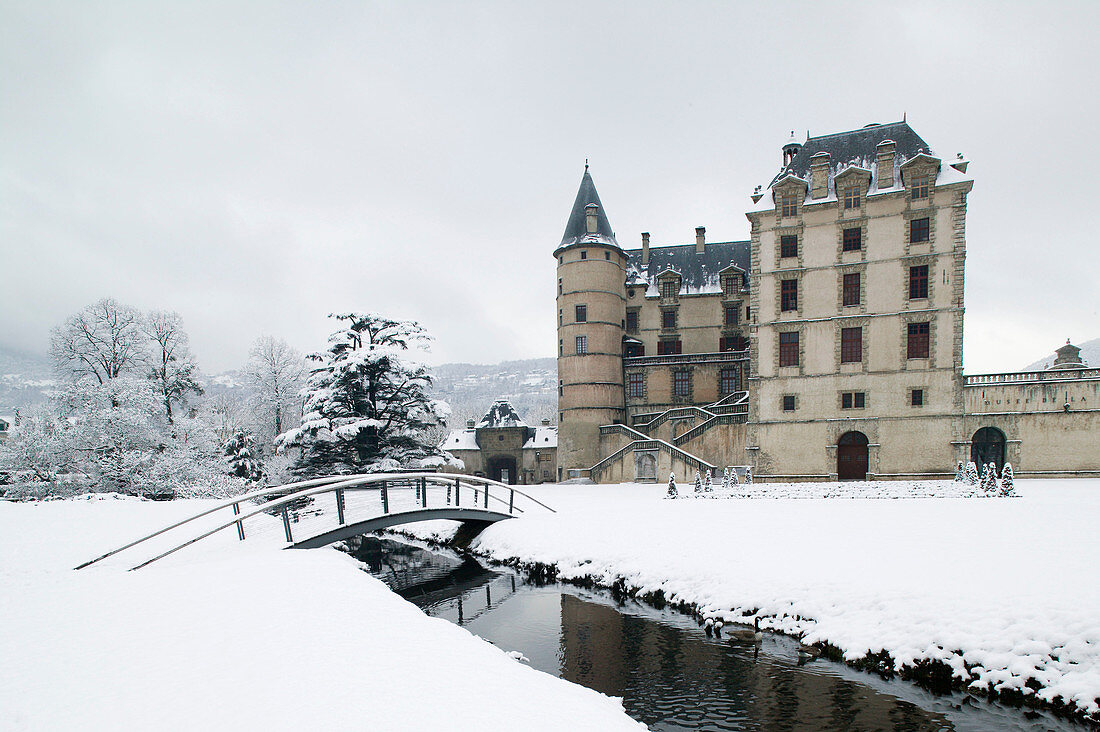 Chateau de Vizille Park after winter storm. Vizille. Isère. French Alps. France.