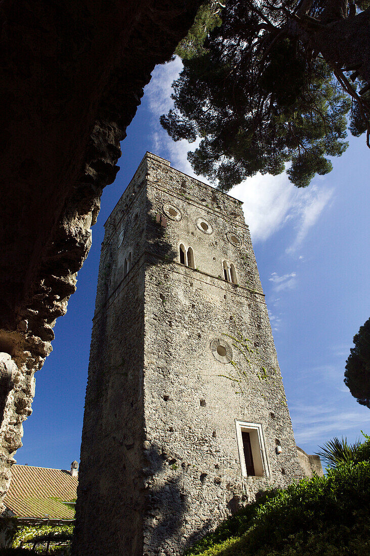 Villa Rufolo. XIth century Tower. Ravello. Amalfi Coast. Campania. Italy.