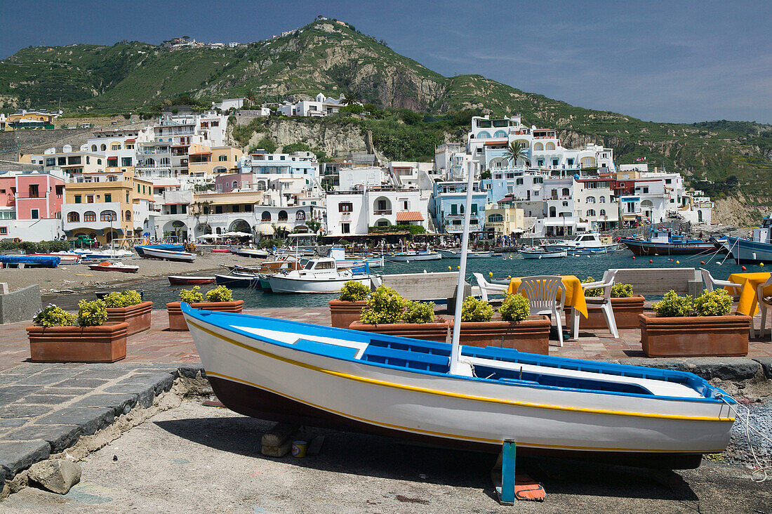 Town & Port View / Daytime. Sant Angelo. Ischia. Bay of Naples. Campania. Italy.