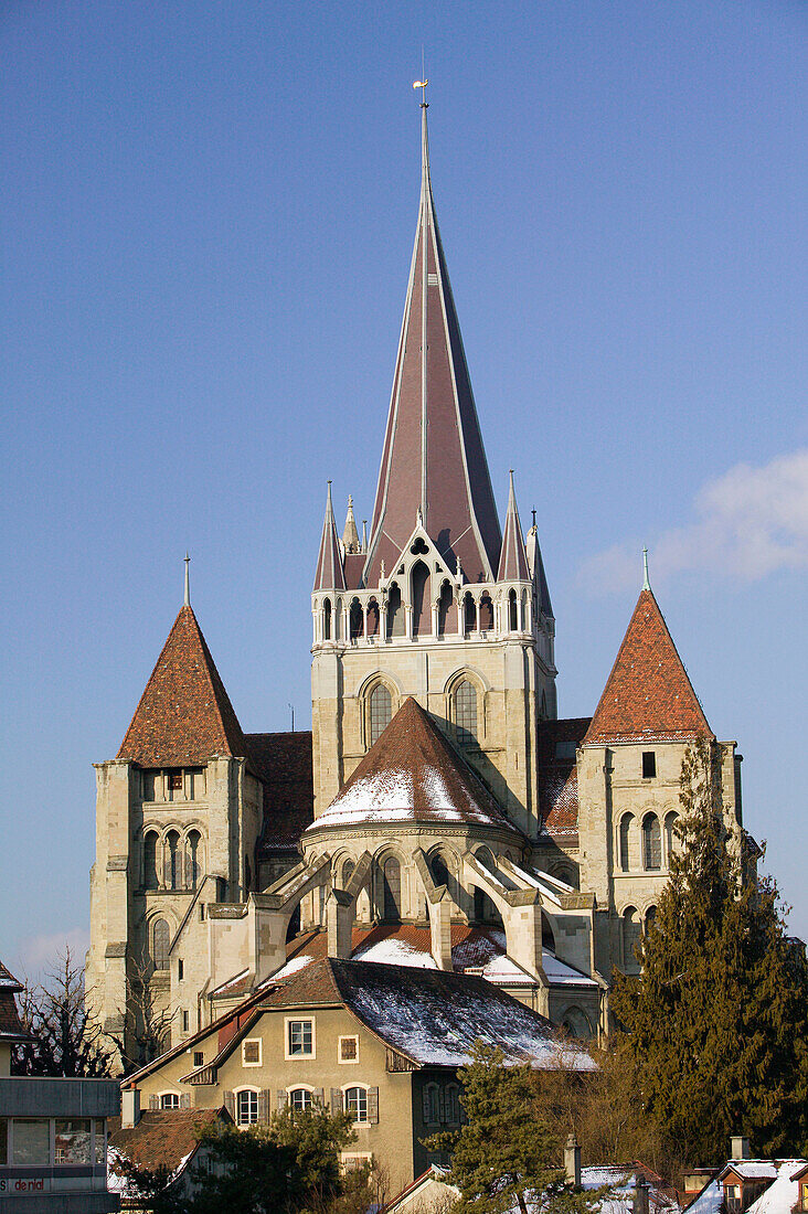 Cathedral Tower / Winter / Morning. Lausanne. Vaud. Switzerland.