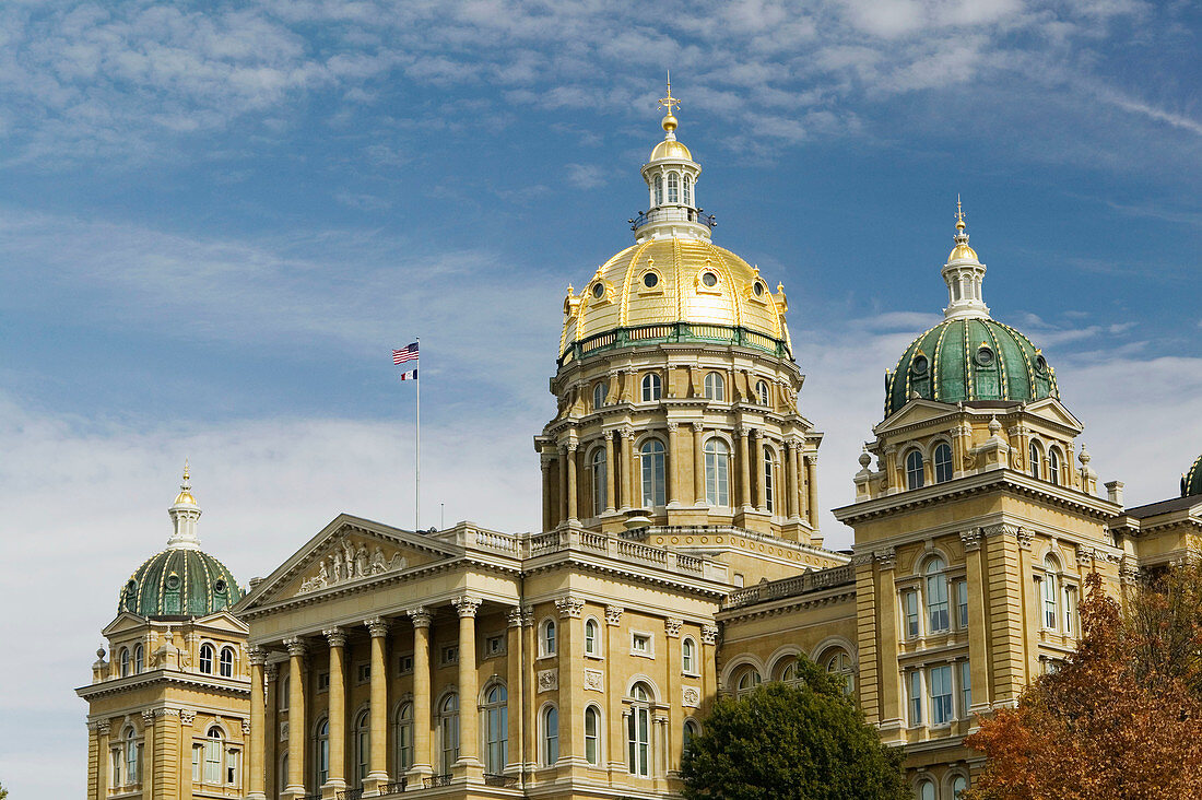 Iowa State Capitol Exterior. Daytime. Des Moines. Iowa. USA.
