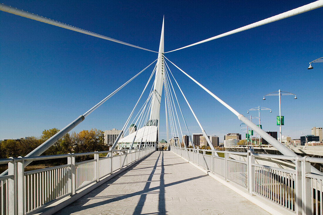 Esplanade Riel Pedestrian Bridge. Daytime. Winnipeg. Manitoba. Canada.