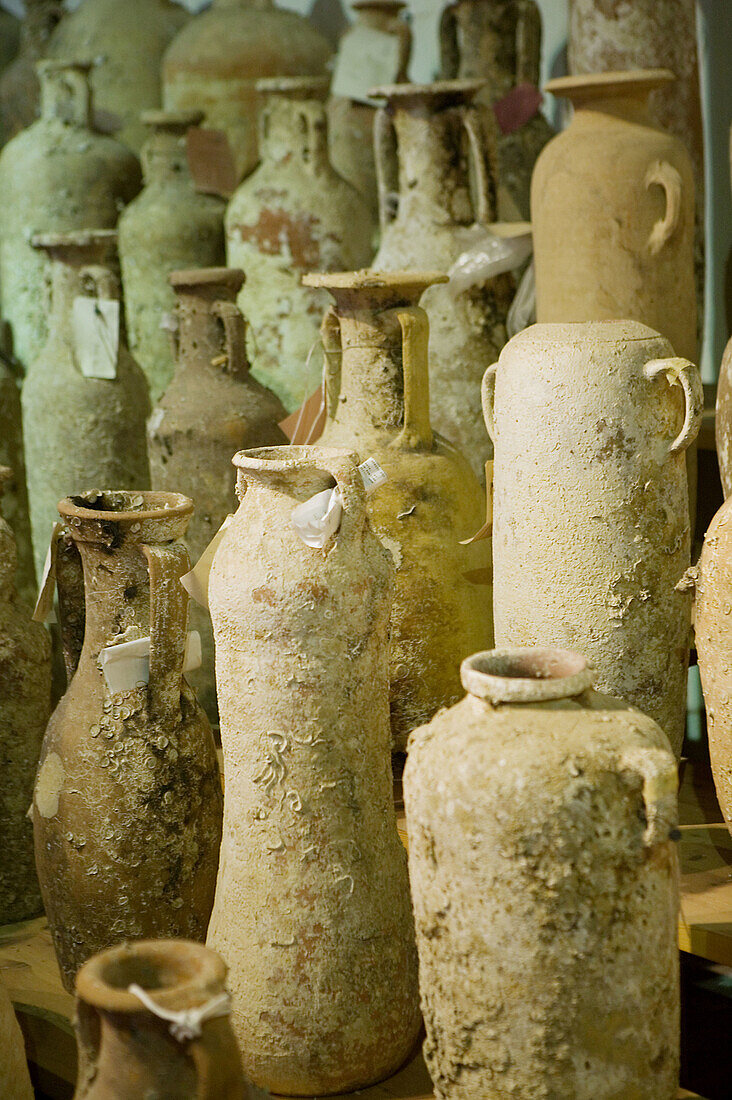 Archeological Museum of Baglio Anselmi: Earthenware Vessels found on the Island of Motya, Marsala. Sicily, Italy