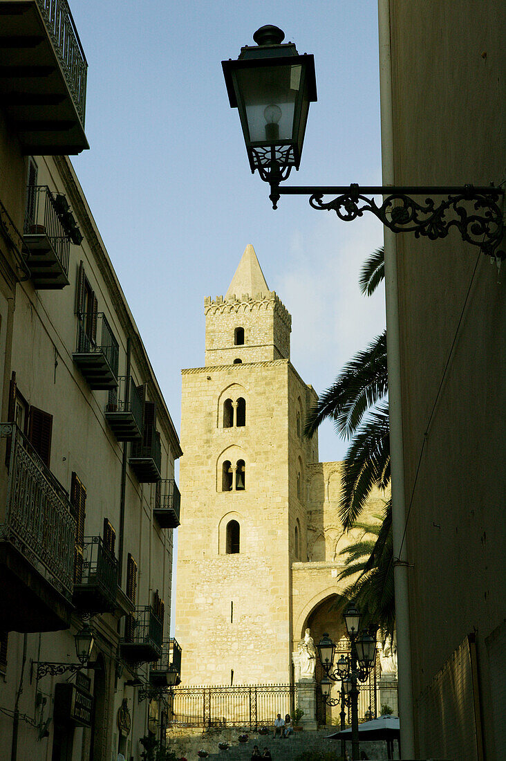 Duomo / Cathedral (13th century) - Viewed from Side Street, Cefalu. Sicily, Italy