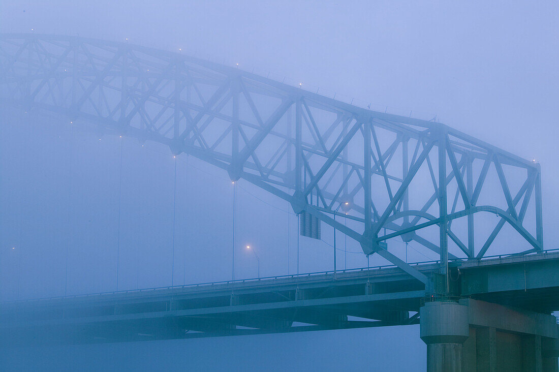 Mississippi River Bridge in Morning Fog. Memphis. Tennessee, USA