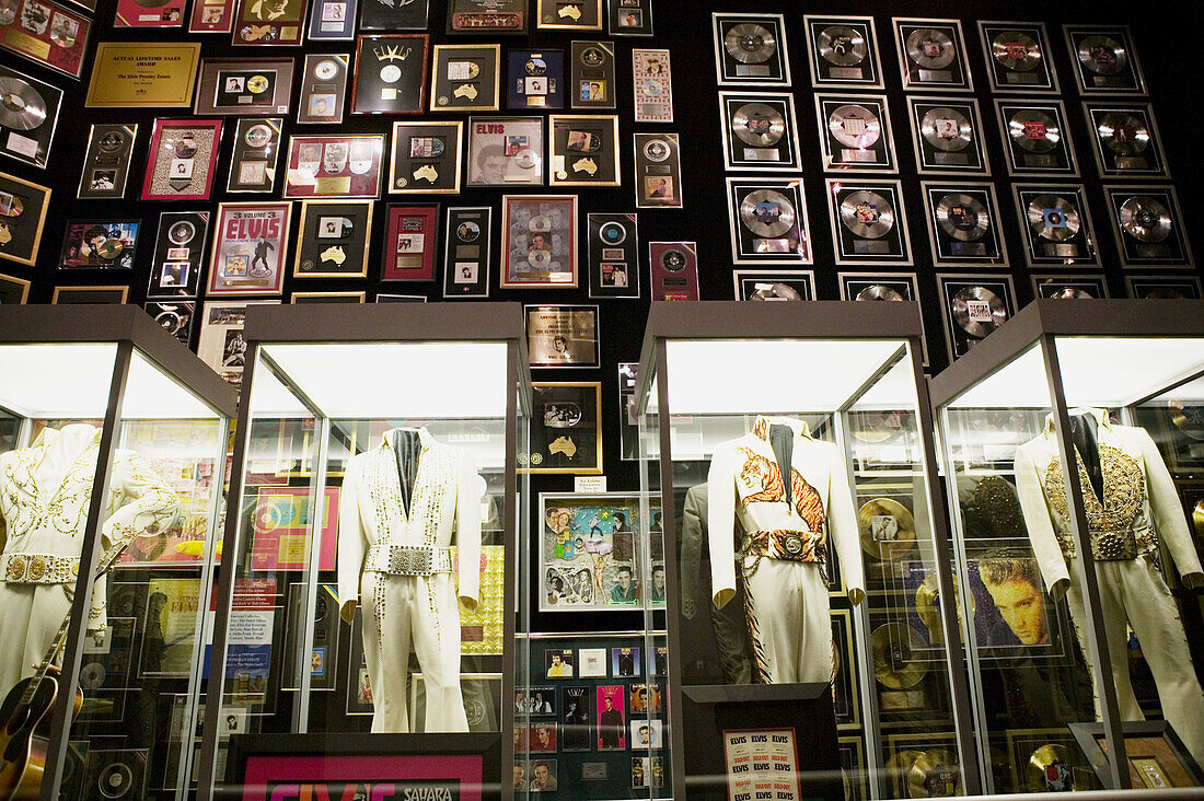 Elvis Presley s Las Vegas Costumes & gold records, Former Residence of Elvis Presley, Graceland, Memphis. Tennessee, USA