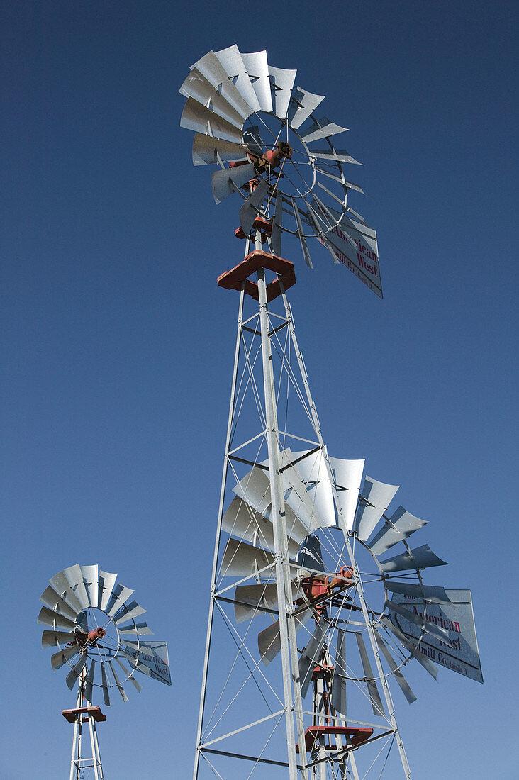 Historic Windmills. American Wind Power Center. Lubbock. Texas, USA.