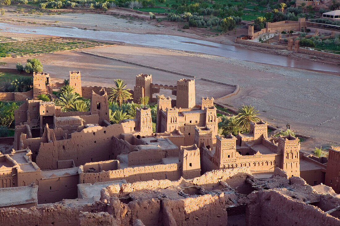 Kasbah in the Late Afternoon. High View. Ait Benhaddou. South of the High Atlas. Morocco