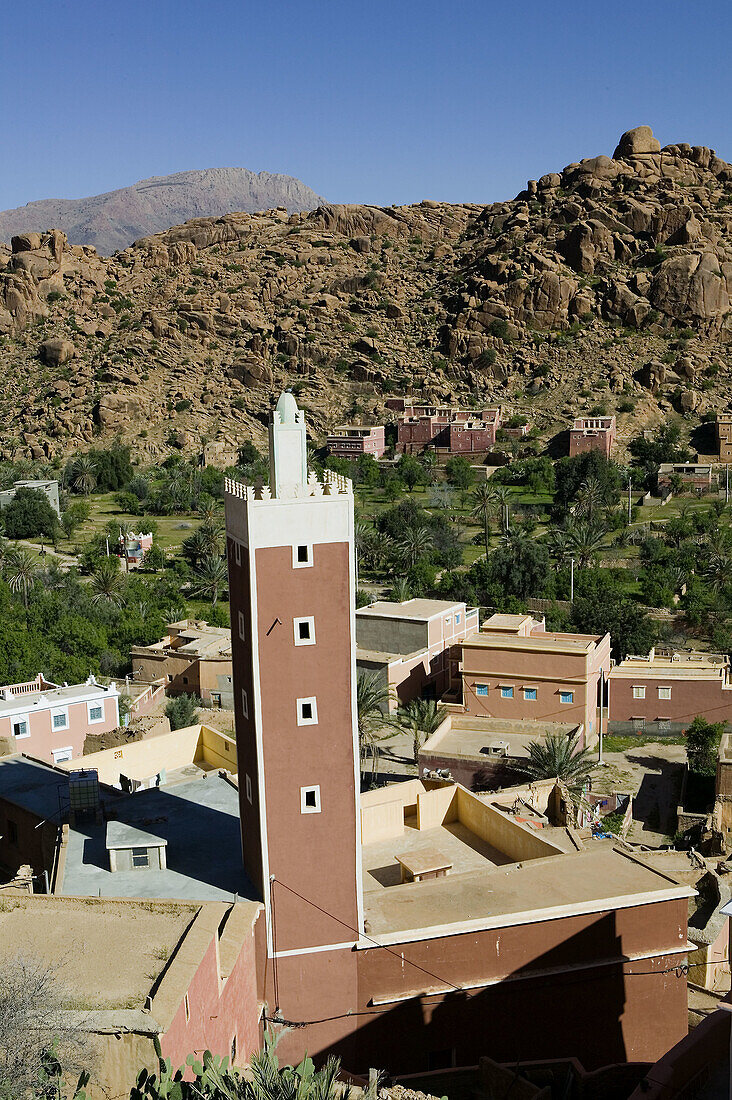 Morocco. Anti Atlas.Tafraoute Area: Adai. Red Mosque