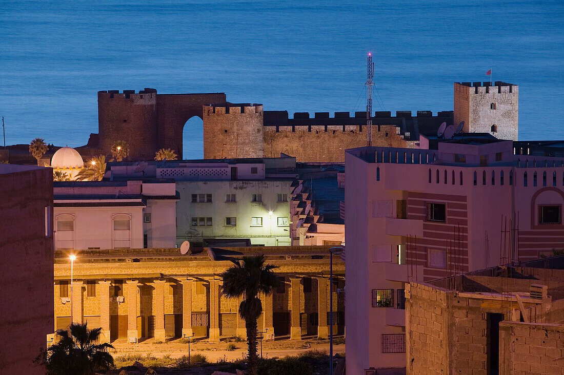Morocco. Atlantic Coast. Safi: Qasr. al. Bahr Portuguese Fort (b.1508) & Town. Evening