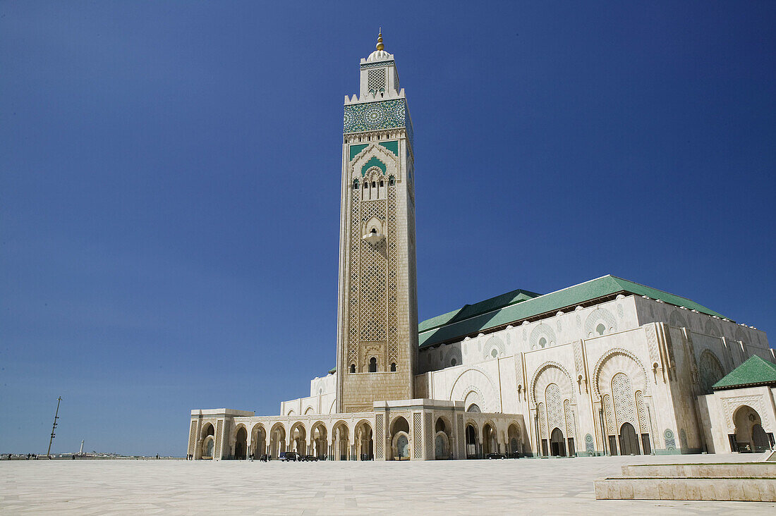 Morocco. Atlantic Coast. Casablanca: Hassan II Mosque. Exterior