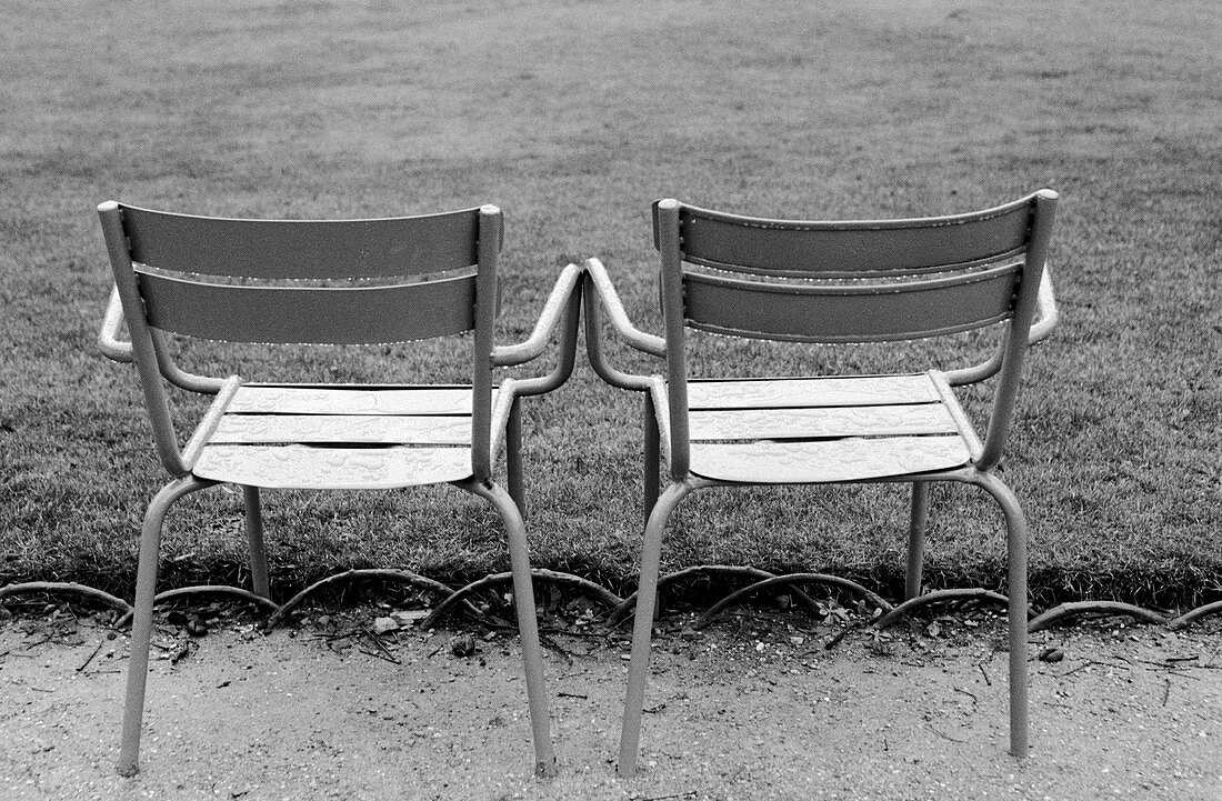 Tables and chairs. Jardins du Luxembourg. Paris. France