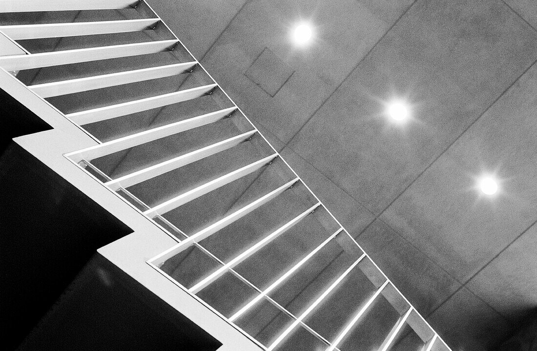  Architecture, B&W, Banister, Banisters, Black-and-White, Ceiling, Ceilings, Concept, Concepts, Construction, Detail, Details, Handrail, Handrails, Horizontal, Indoor, Indoors, Interior, Lights, Low angle view, Monochromatic, Monochrome, Rail, Railing, Ra