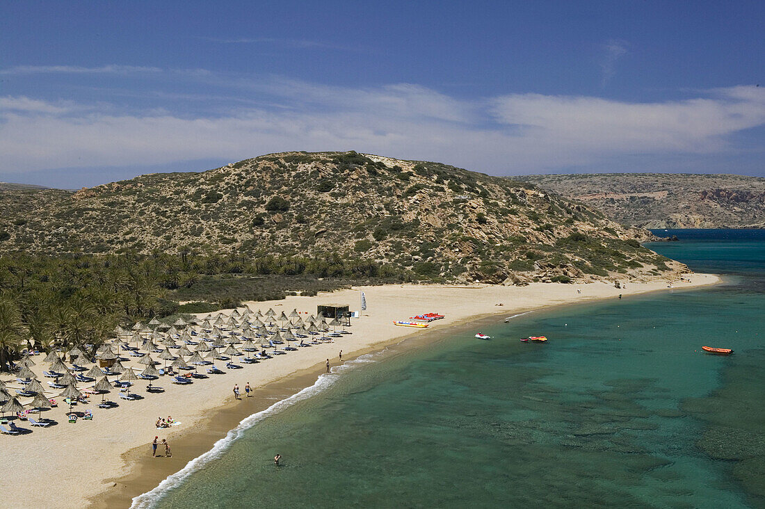 Vai beach with its roman era palm grove. Lasithi Province. Crete. Greece.