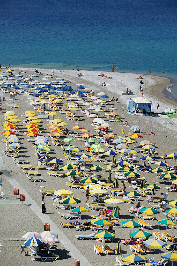 View of Rhodes Town Beach. Daytime. Rhodes. Dodecanese, Greece