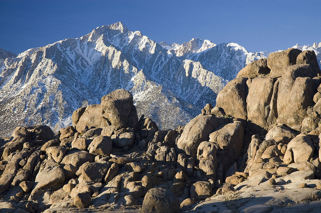 Winter shadows, Sierra Nevada Range, California. USA.