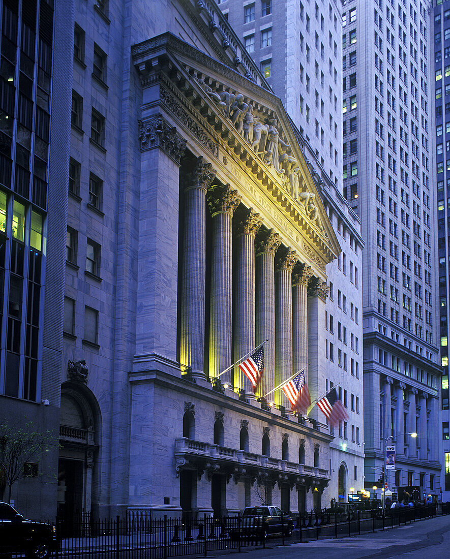 Wall Street Stock Exchange building, Manhattan. New York City, USA