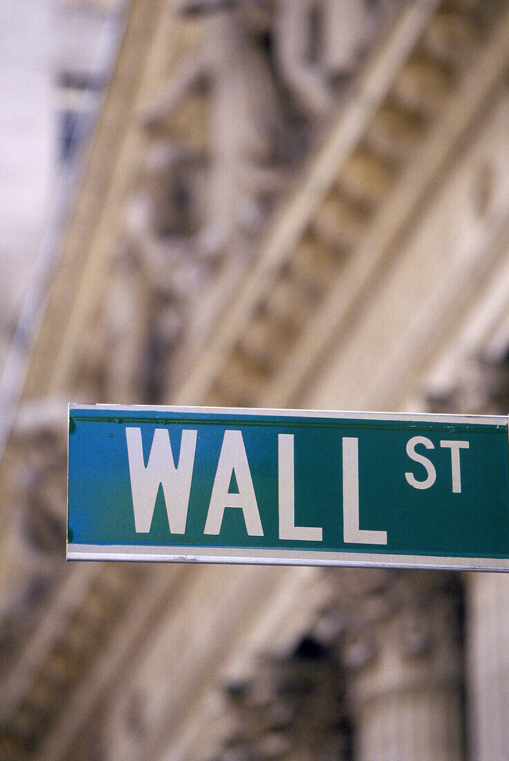 Wall Street sign, Manhattan. New York City, USA