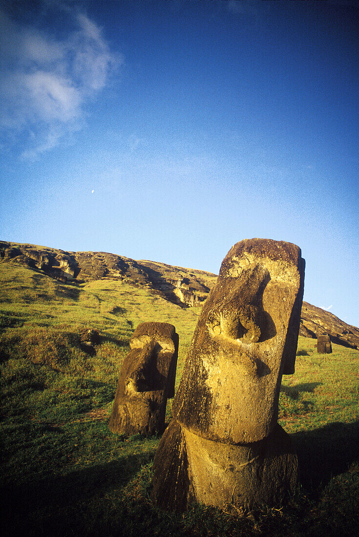 Moai statues, face. Rano Raraku, Eastern Island. Chile