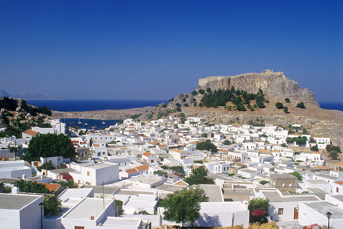 Lindos, town view. Rhodes, Greece