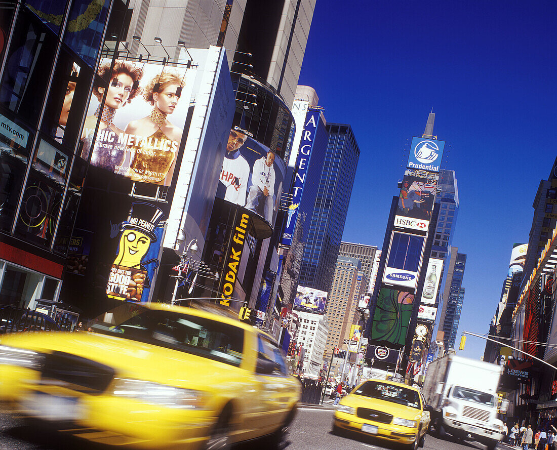 Street scene, taxi cabs. Times square. Manhattan, New York. U.S.A.