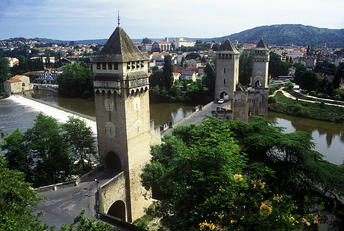 Valentré Bridge dating 14th century. Cahors. France