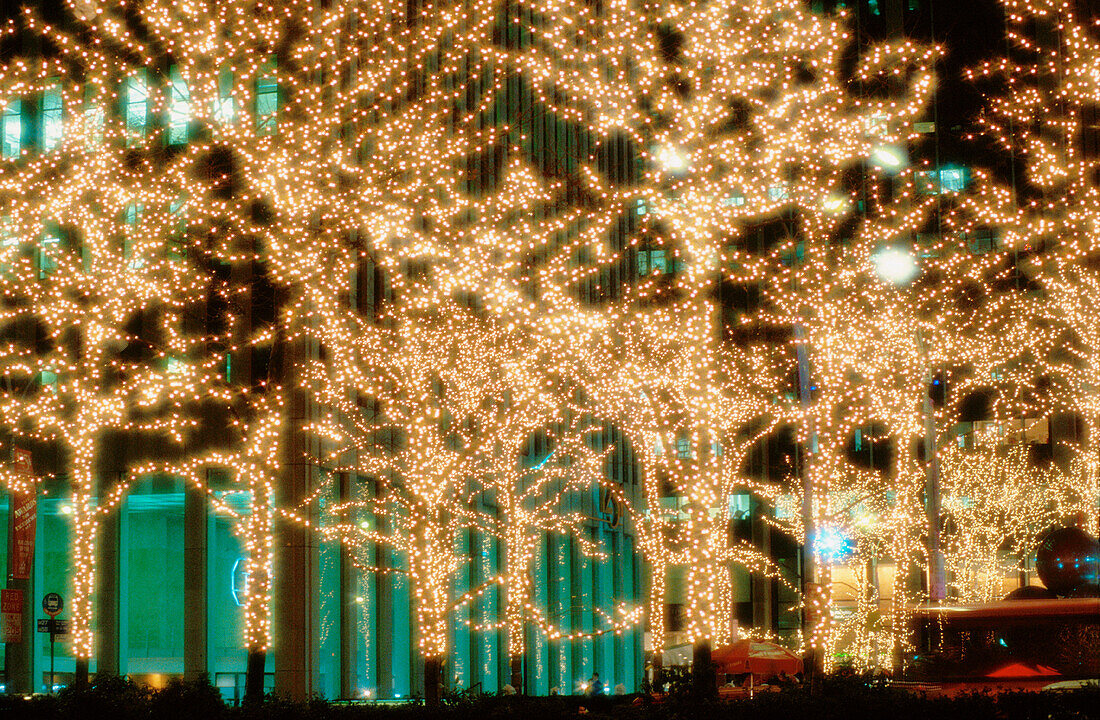Christmas lights on 6th Avenue. New York City. USA