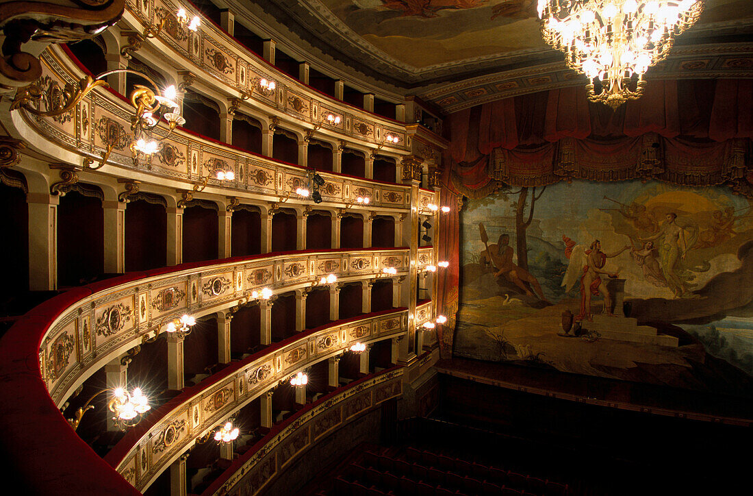 Interior of the Theatre dell Aquila (Eagle s theater). Fermo. Marche. Italy