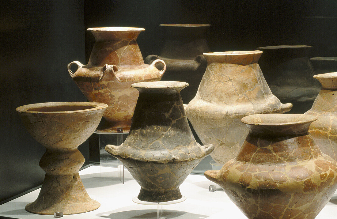 Vessels dating 8th century B.C. at archeological museum of Matelica. Marche, Italy