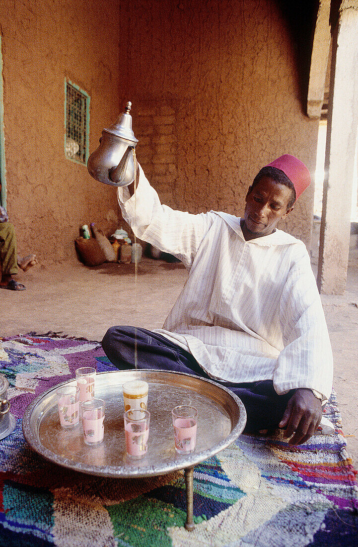 Tea time. Roses valley producer. M Gouna. South. Morocco.