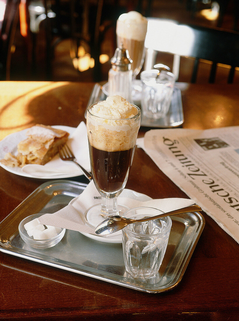 Café Sperl. Viennese black coffee with pan. Vienna. Austria.