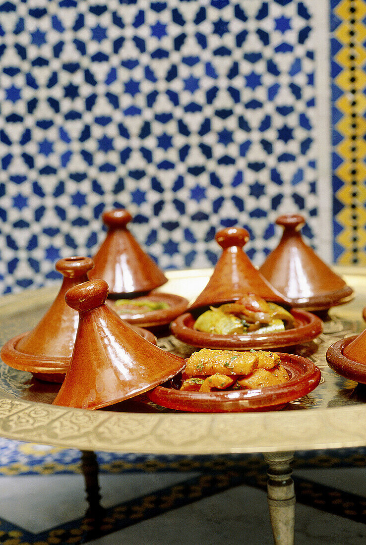 Tajjines. Riad Maison Bleue. Fes. Morocco.