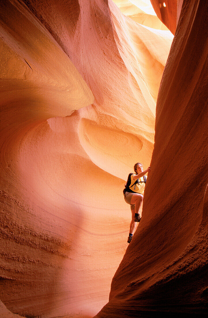 Hiker. Lower Antelope Canyon. Arizona. USA