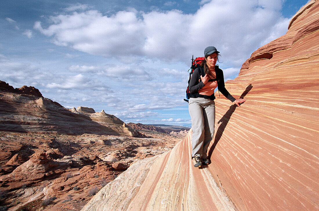 Hiking. The Wave , Coyote Buttes, Paria wilderness. Arizona. USA.