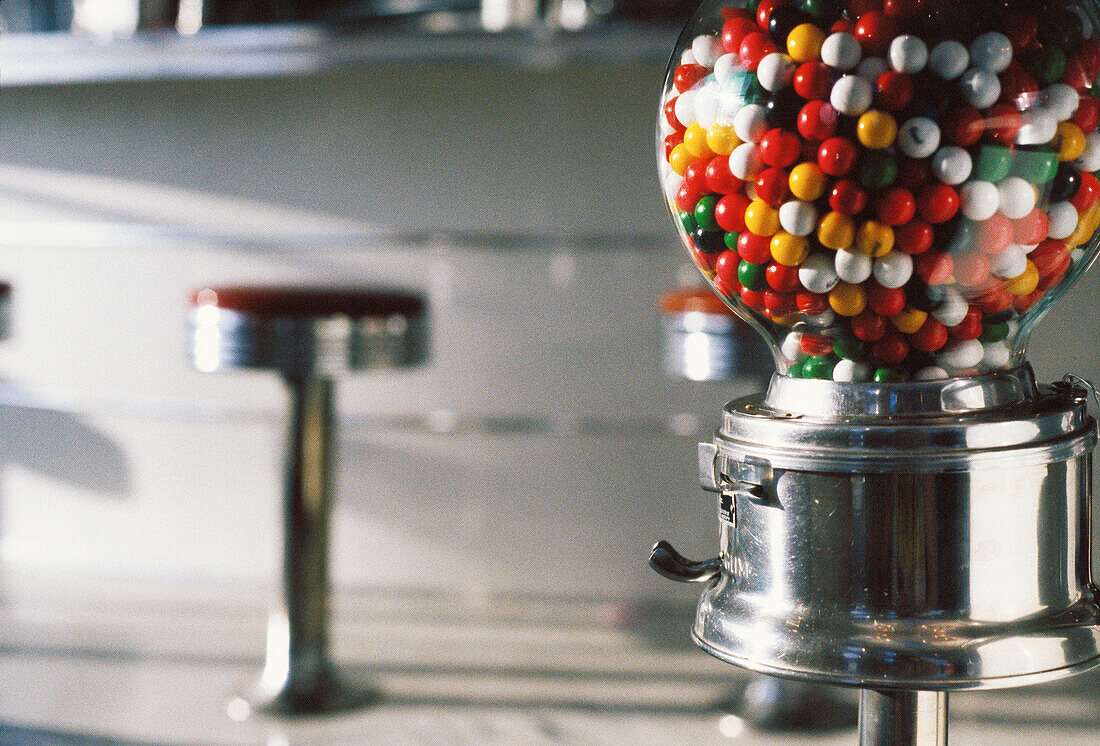 Gumball machine in diner