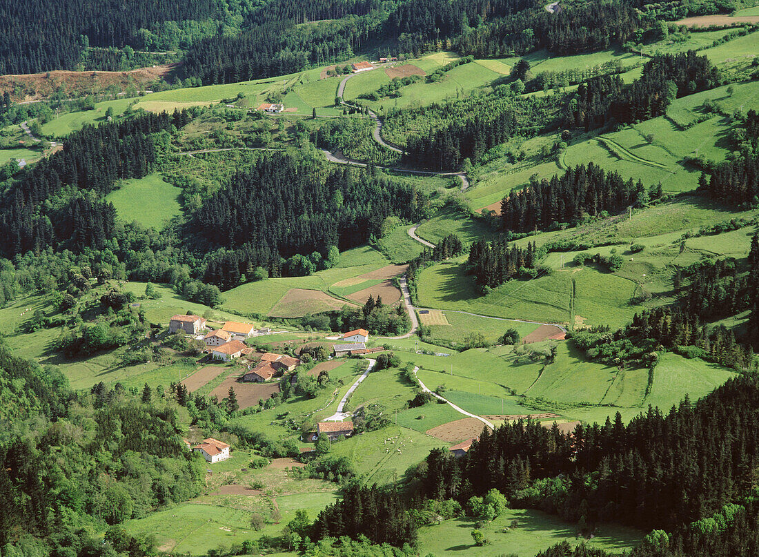 Village of Aramaiona in Urkiola Natural Park. Alava. Euskadi, Spain